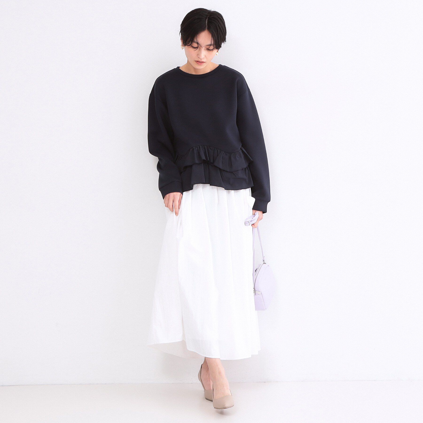 OPAQUE.CLIP「裾フリルドッキングトップス【洗濯機OK】」|Tシャツ・カットソー|