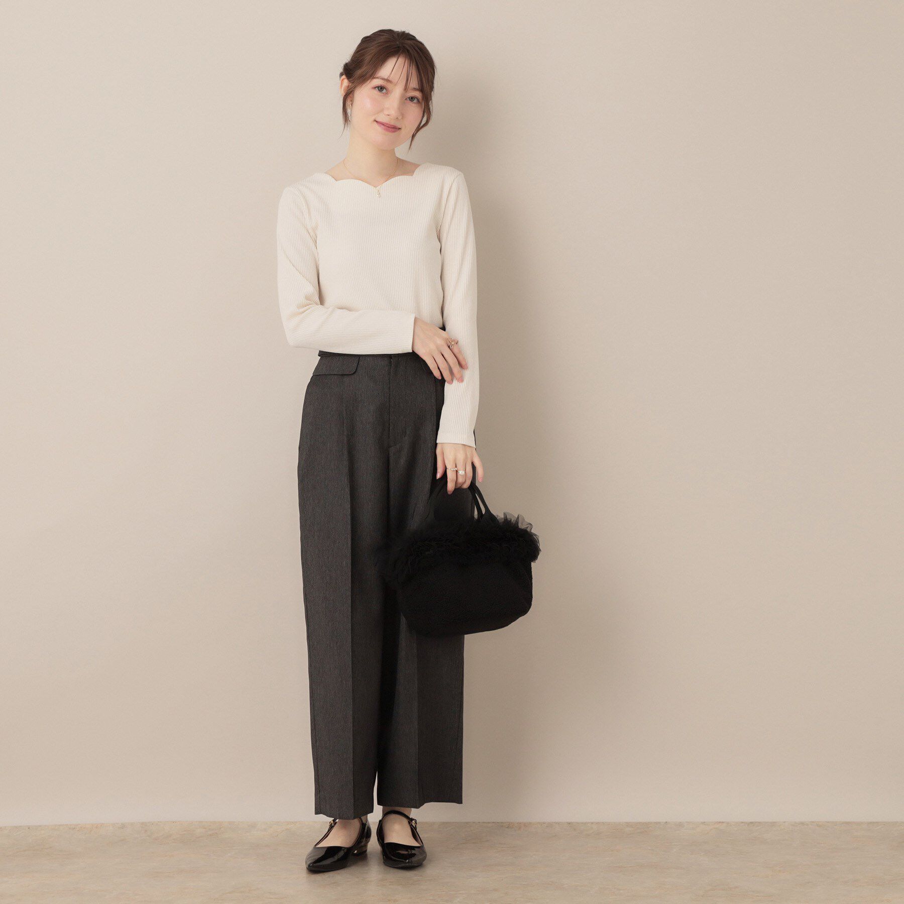 Couture broach「【マシンウォッシャブル・通勤・大人可愛い】ハートネックテレコプルオーバー」|Tシャツ・カットソー|
