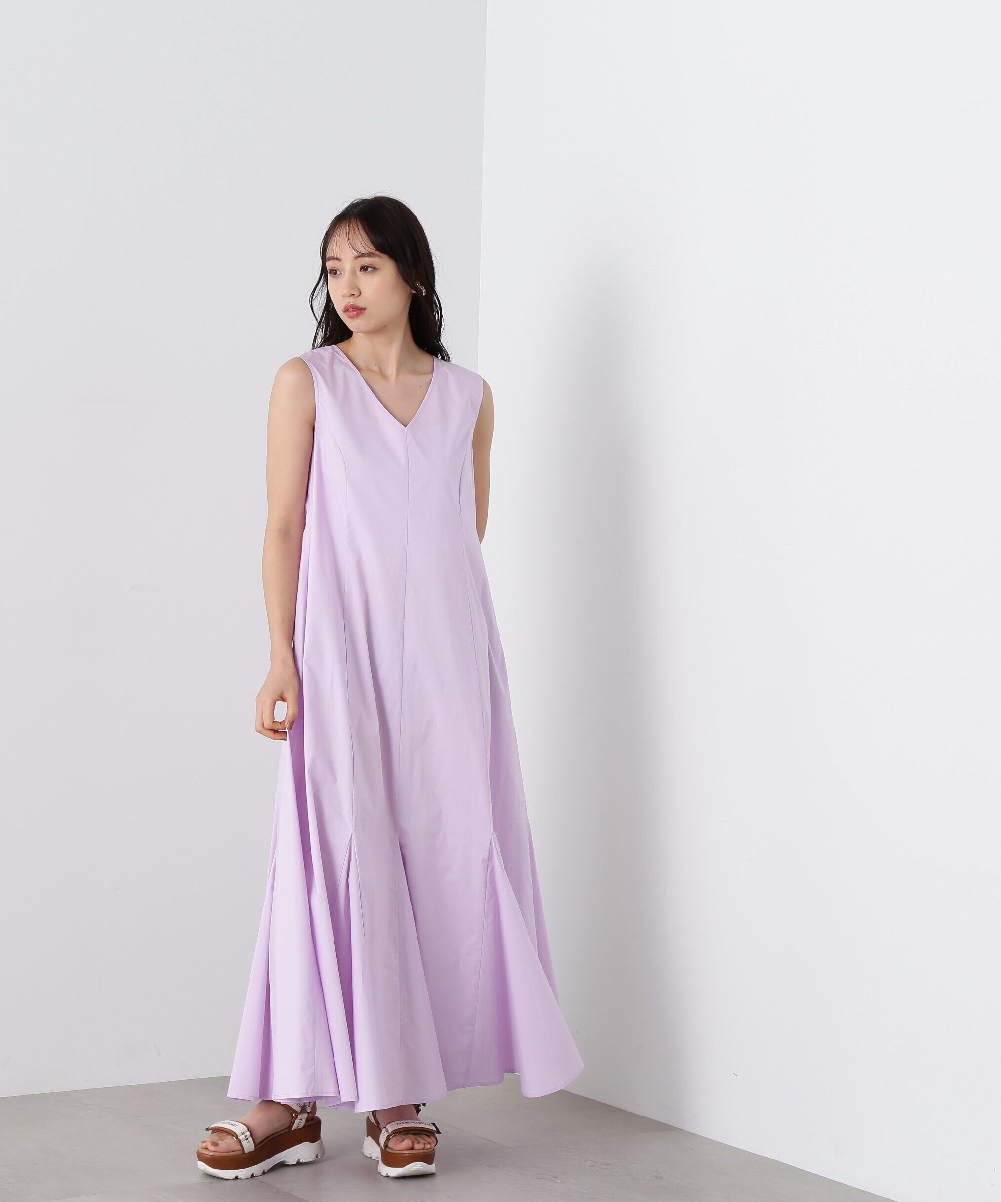  「カラーマキシワンピース　WEB限定カラー：ブルー」|ワンピース|