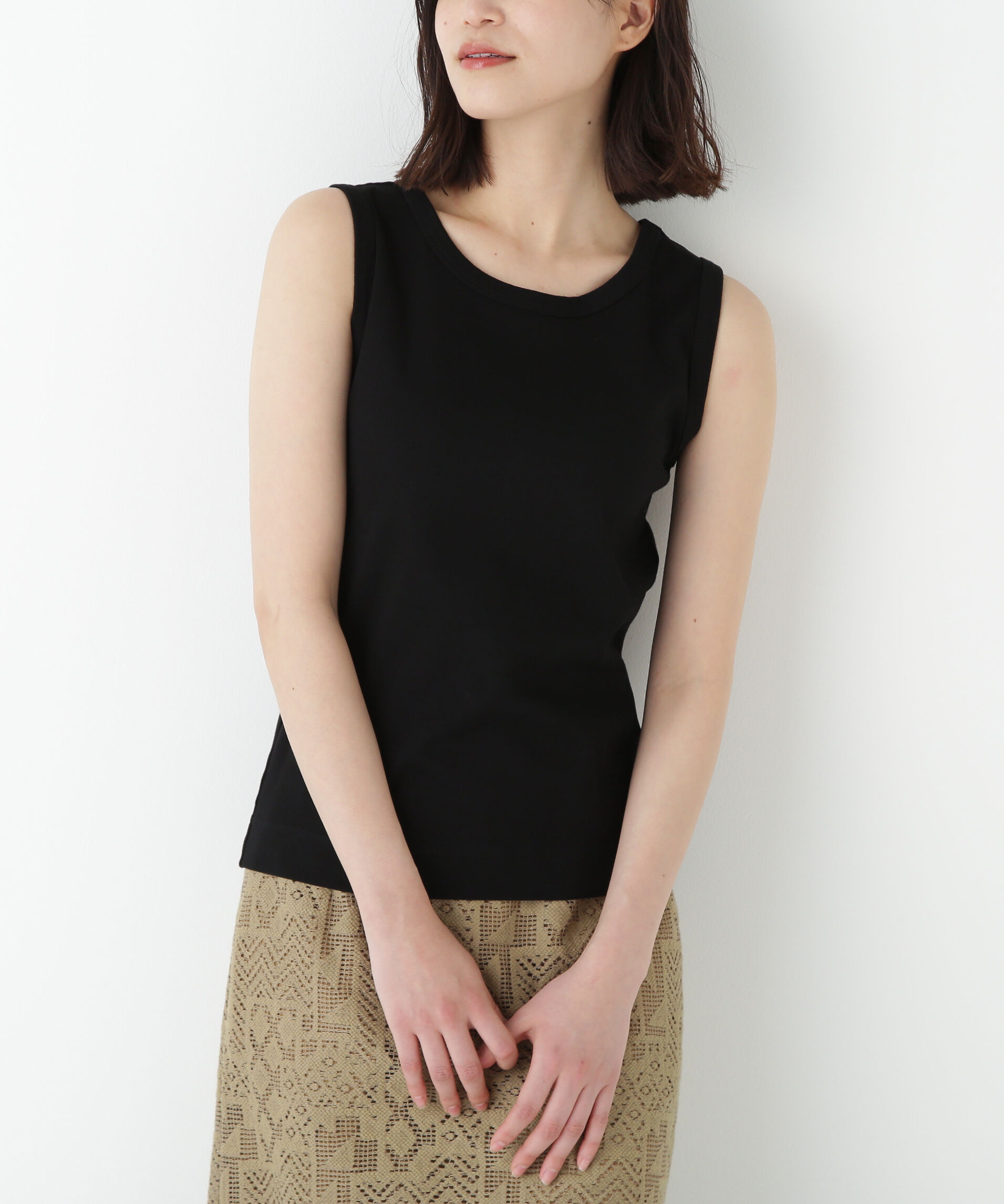  「《定番 / 大人気追加商品》オーガニックコットンタンクトップ」|Tシャツ・カットソー|ブラック