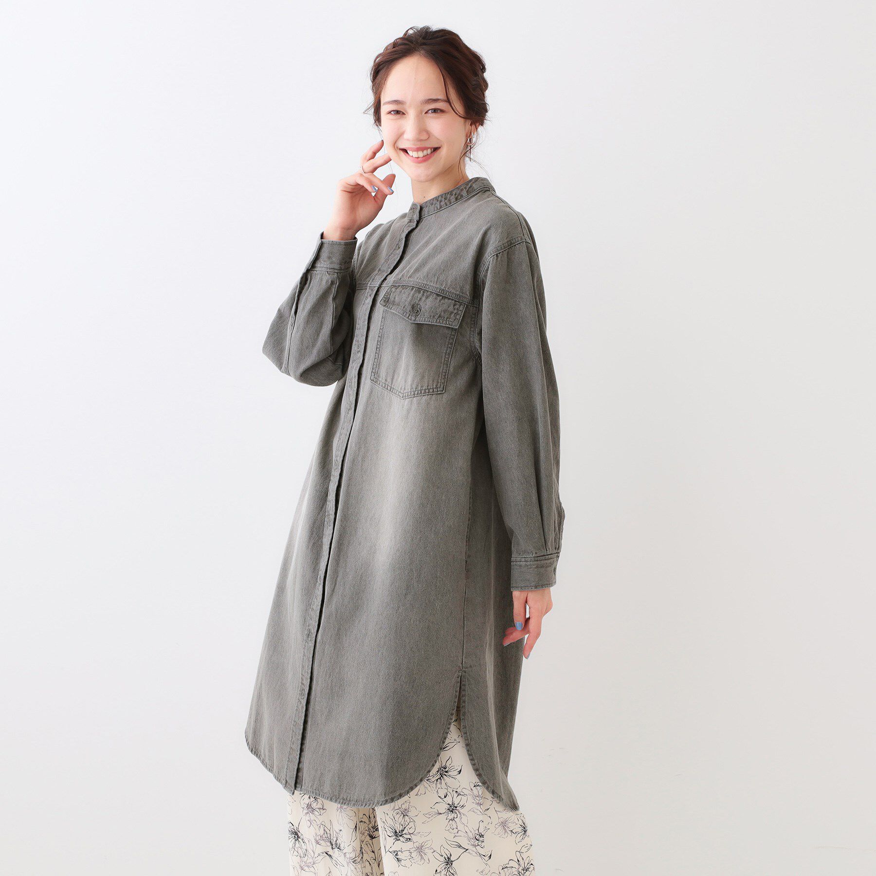 SHOO･LA･RUE「【洗える/体型カバー】デニム シャツワンピース」|ワンピース|