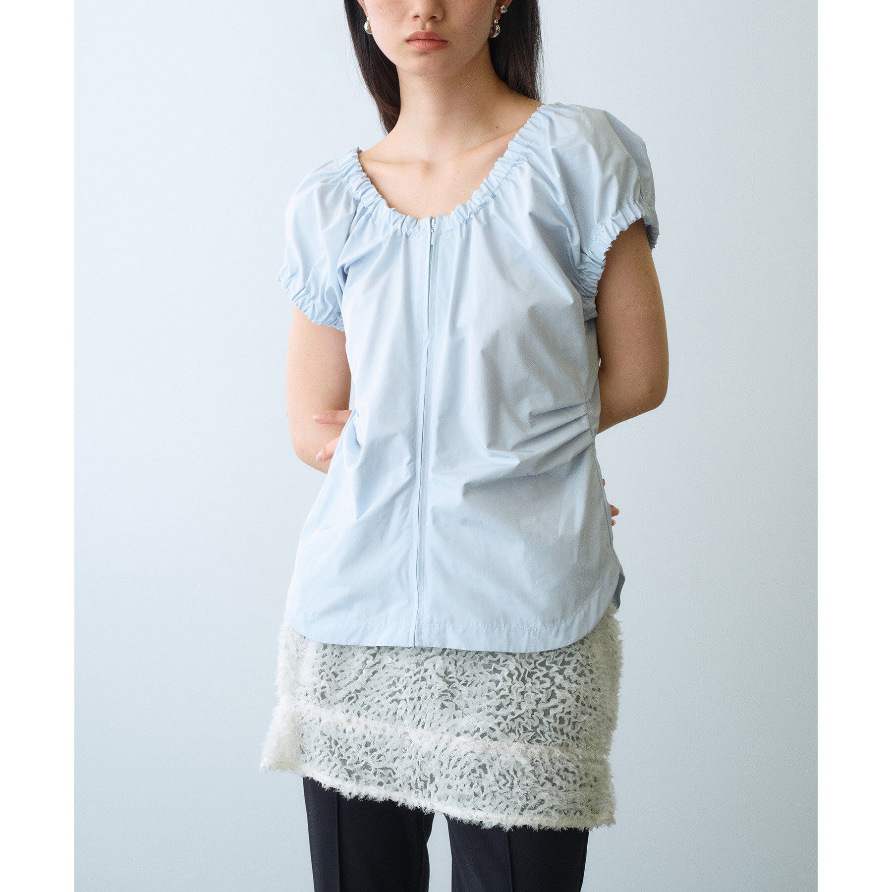 CODE A「sporty gathered blouse」|シャツ・ブラウス|サックスブルー(09