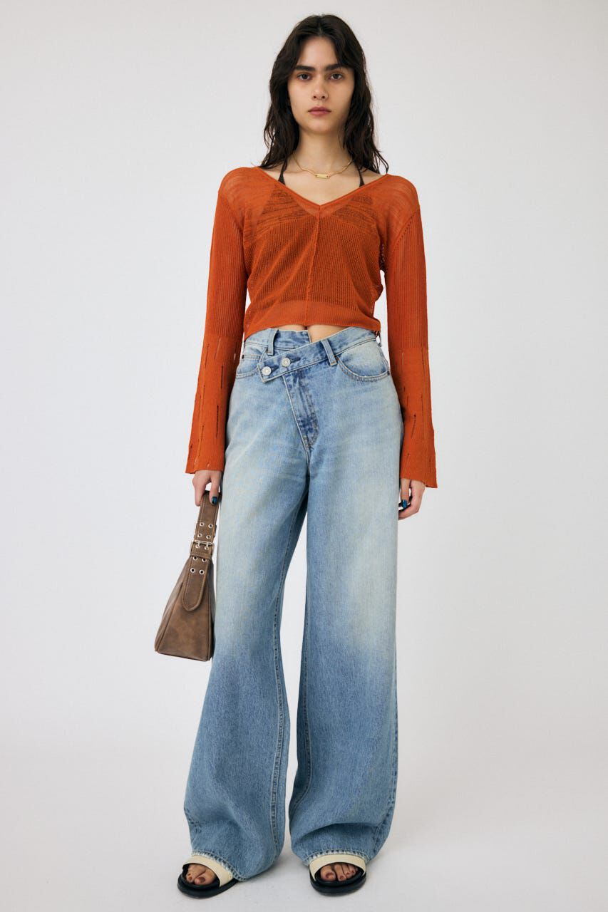 MOUSSY「CROSS WAIST WIDE STRAIGHT」|デニム|