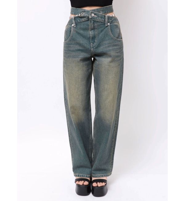 EVRIS「ビジューワイドデニムパンツ」|デニム|