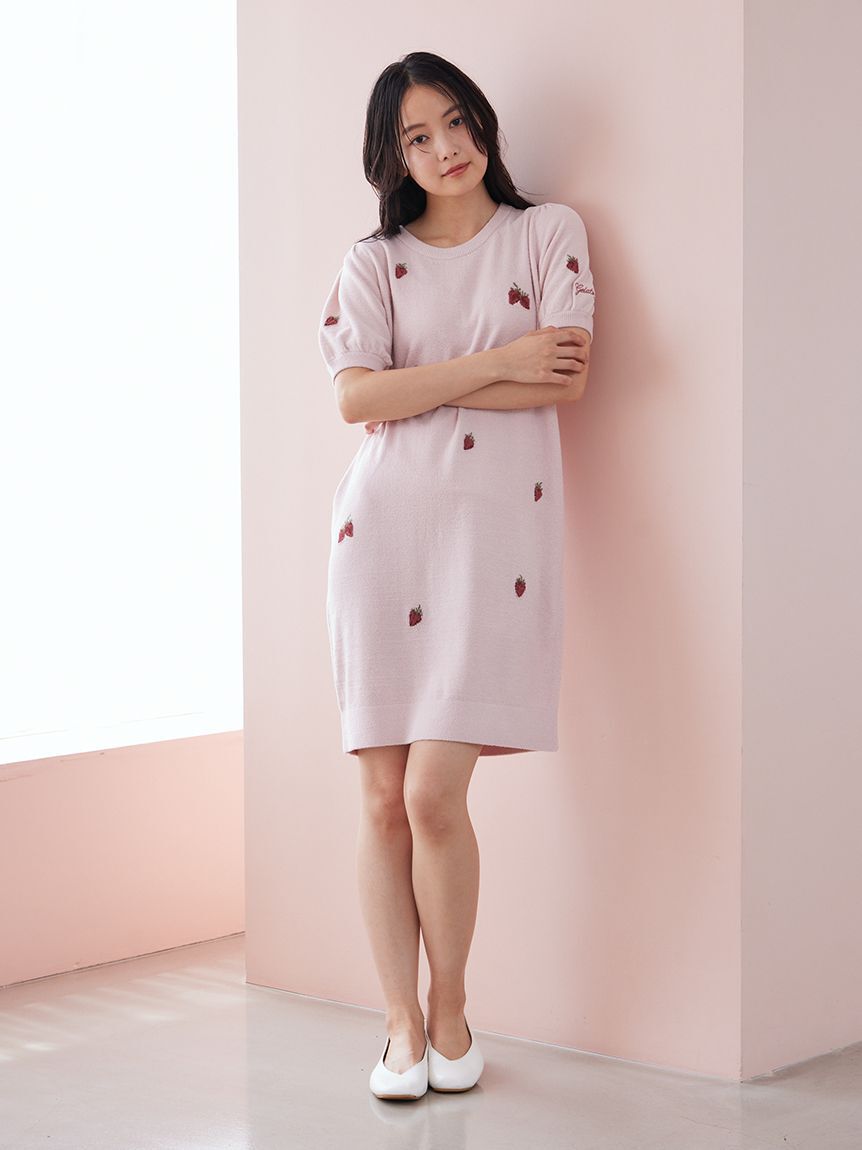 gelato pique「【ONLINE限定】エアリーモコストロベリージャガードワンピース」|ルームウェア|