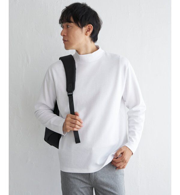 IKKA LOUNGE「ポンチモックネックロンTシャツ」|Tシャツ・カットソー|ホワイト
