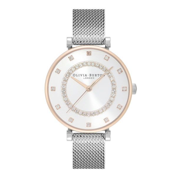 OLIVIA BURTON 「〈OLIVIA BURTON(ｵﾘﾋﾞｱﾊﾞｰﾄﾝ)〉32mm ﾍﾞﾙｸﾞﾚｲﾌﾞ ﾃｨｰﾊﾞｰﾎﾜｲﾄ＆2ﾄｰﾝｼﾙﾊﾞｰﾒｯｼｭ」|腕時計|