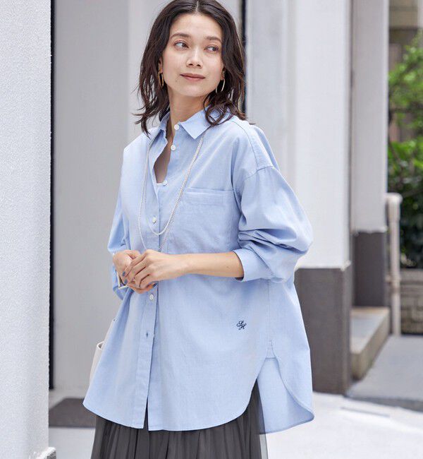 SHIPS for women「《一部追加予約》〈洗濯機可能〉ピン オックス 刺繍 シャツ」|シャツ・ブラウス|
