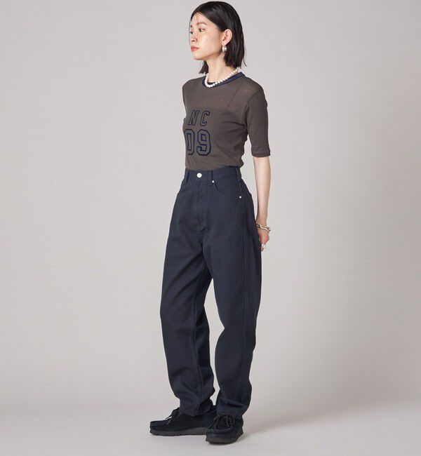 SHIPS for women「SHIPS NINE CASE:シアー ロゴ リンガー TEE」|Tシャツ・カットソー|