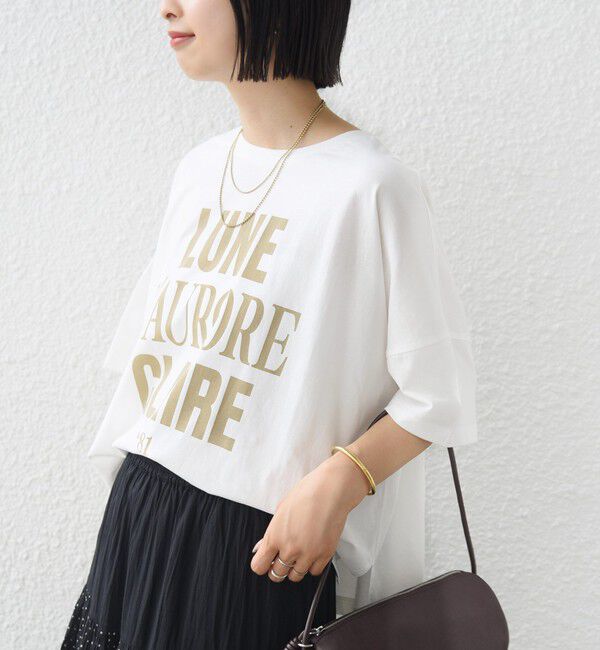 SHIPS for women「《予約》【SHIPS別注】81BRANCA: 5分袖 ロゴ・フォト TEE」|Tシャツ・カットソー|