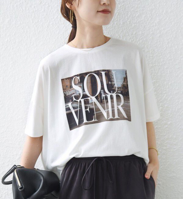 SHIPS for women「《予約》【SHIPS別注】81BRANCA: 5分袖 ロゴ・フォト TEE」|Tシャツ・カットソー|