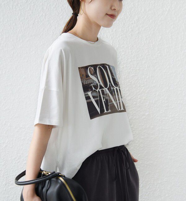 SHIPS for women「《予約》【SHIPS別注】81BRANCA: 5分袖 ロゴ・フォト TEE」|Tシャツ・カットソー|