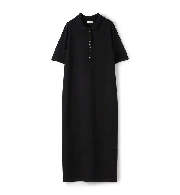 Ballsey「ウールポリエステルパールコンビ ポロロングワンピース」|ワンピース|19 ブラック