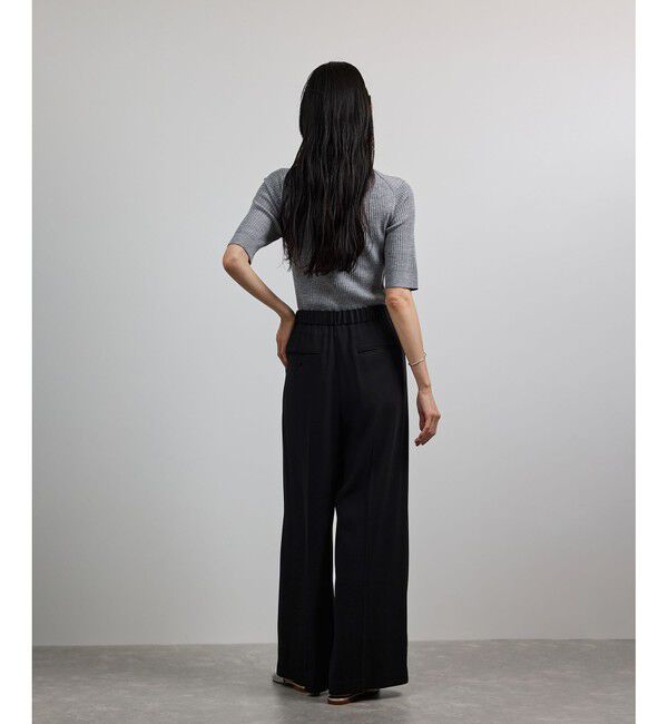 ROPE「【洗える・カセット服・新色追加】バックサテンイージーワイドパンツ/お仕事・通勤・セットアップ対応」|チノ|