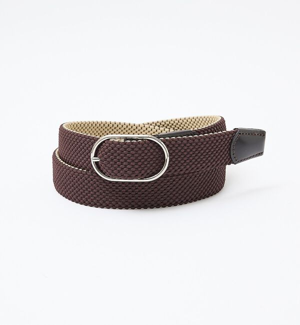 ABAHOUSE「【ABAHOUSE　les essentiels】リバーシブルゴムメッシュベルト」|ベルト|ブラウン