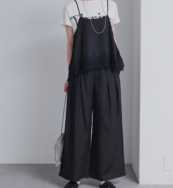  「【SET ITEM】レースヘムキャミソール+スラックスパンツセット」|その他|ブラック