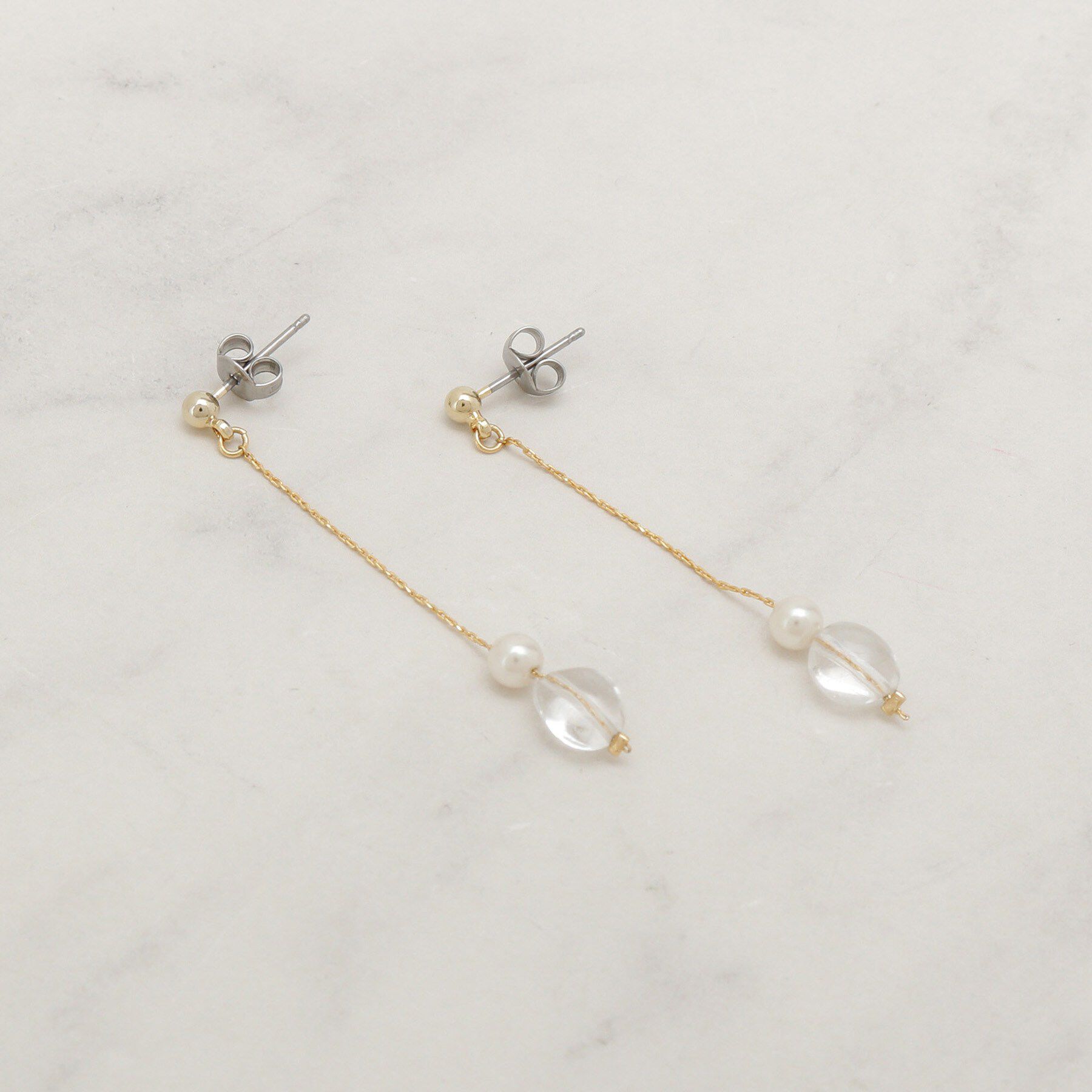 grove「天然石フェイクパールピアス【日本製】」|ピアス|クリスタル/透明(0