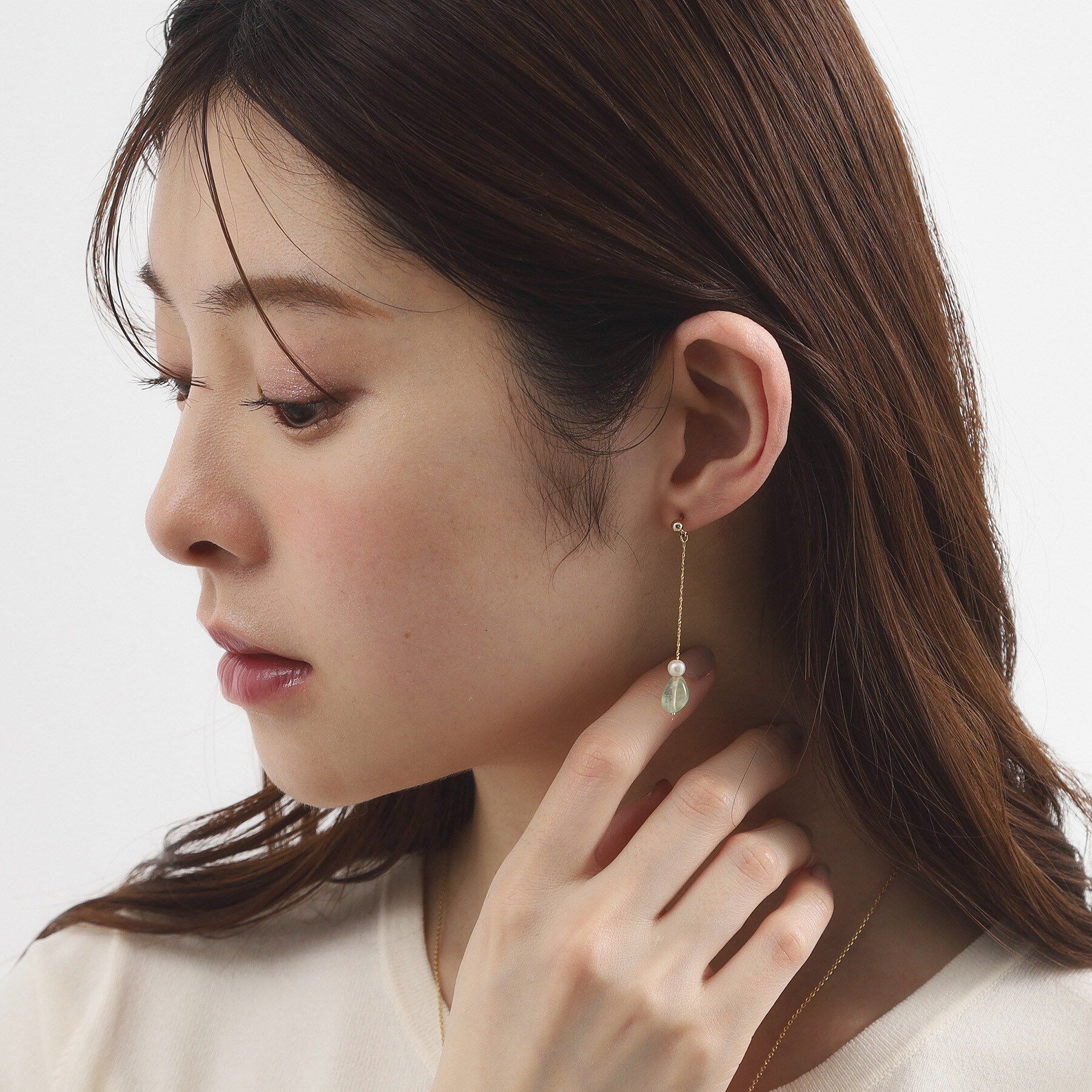 grove「天然石フェイクパールピアス【日本製】」|ピアス|
