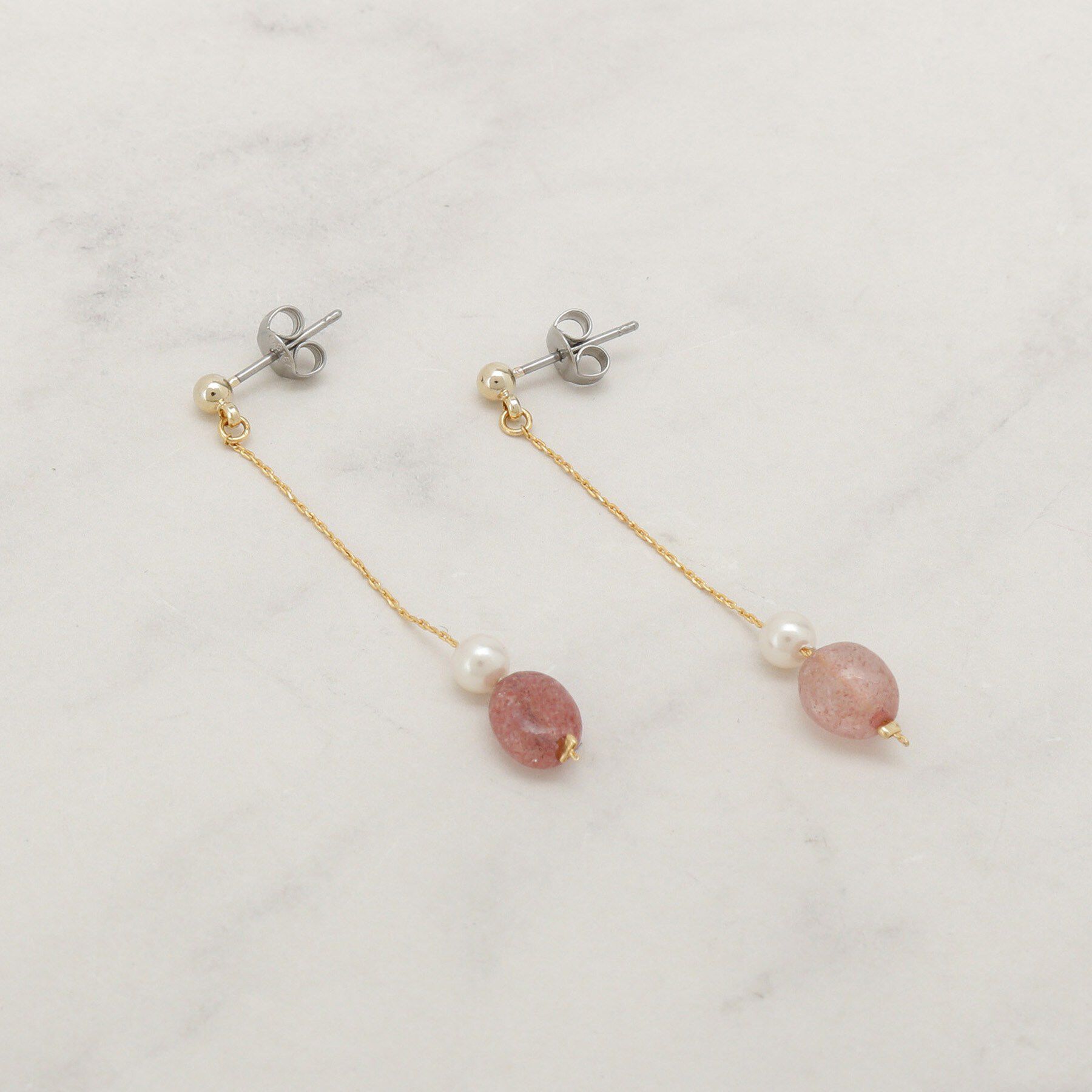 grove「天然石フェイクパールピアス【日本製】」|ピアス|ピンク(071)