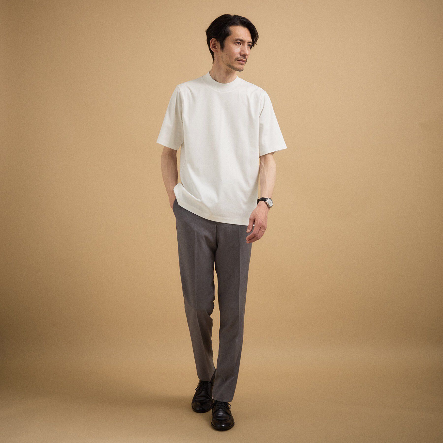 TAKEO KIKUCHI「【接触冷感】アイスクリアコットン モックネック Tシャツ」|Tシャツ・カットソー|