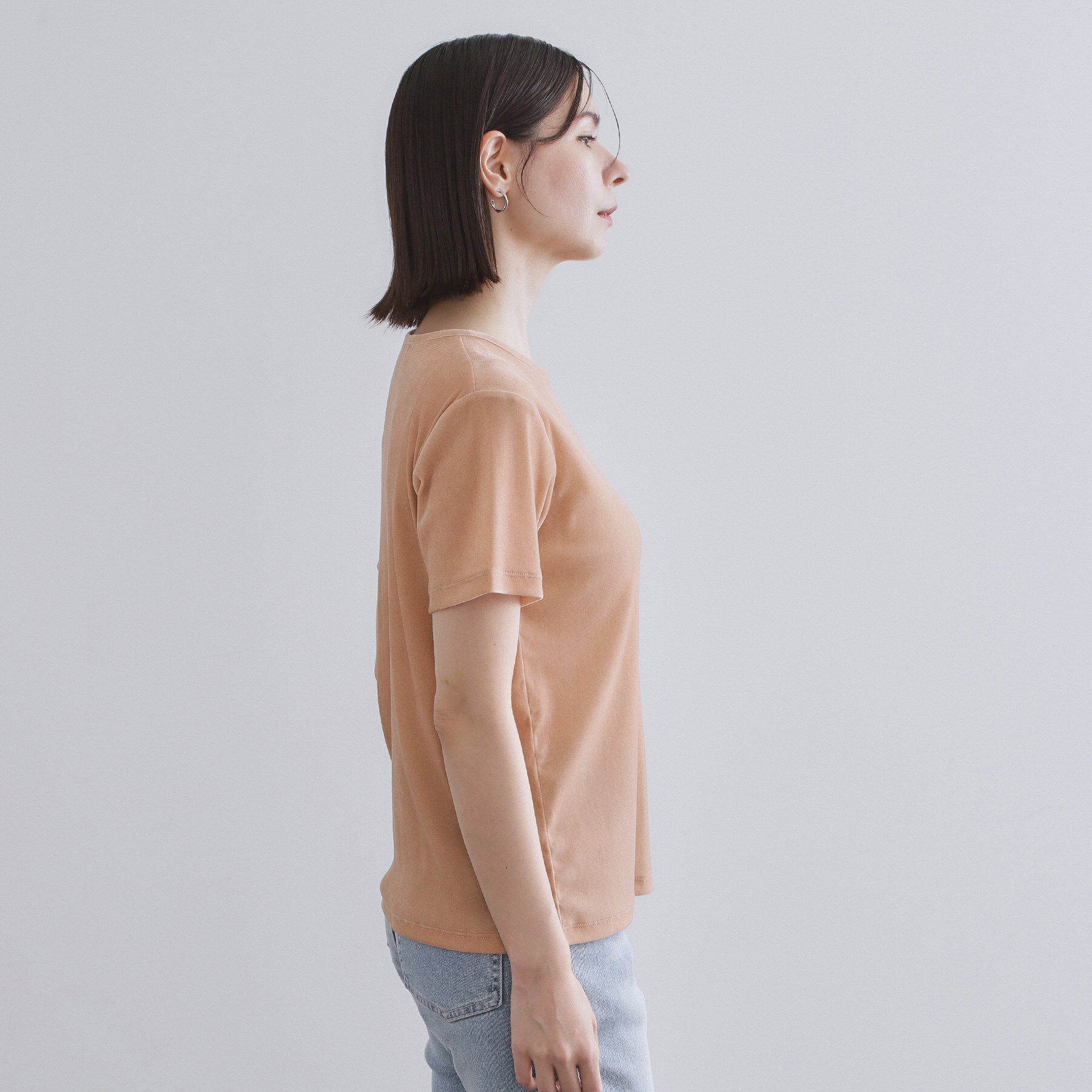 OPAQUE.CLIP「フロッキーチュールTシャツ【洗濯機洗い可】」|Tシャツ・カットソー|