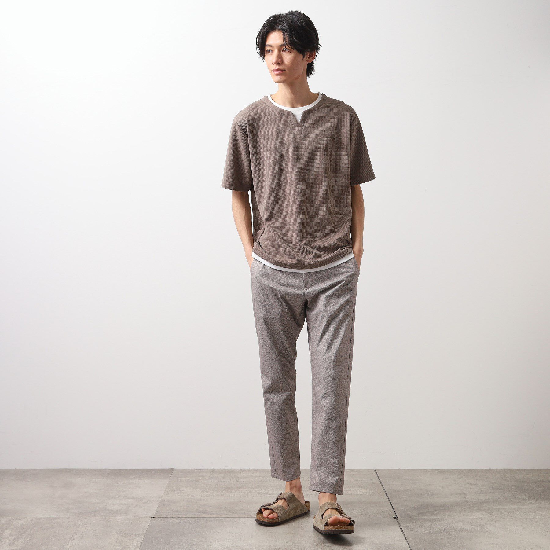 THE SHOP TK「ミニフクレキーネック半袖Tシャツ」|Tシャツ・カットソー|