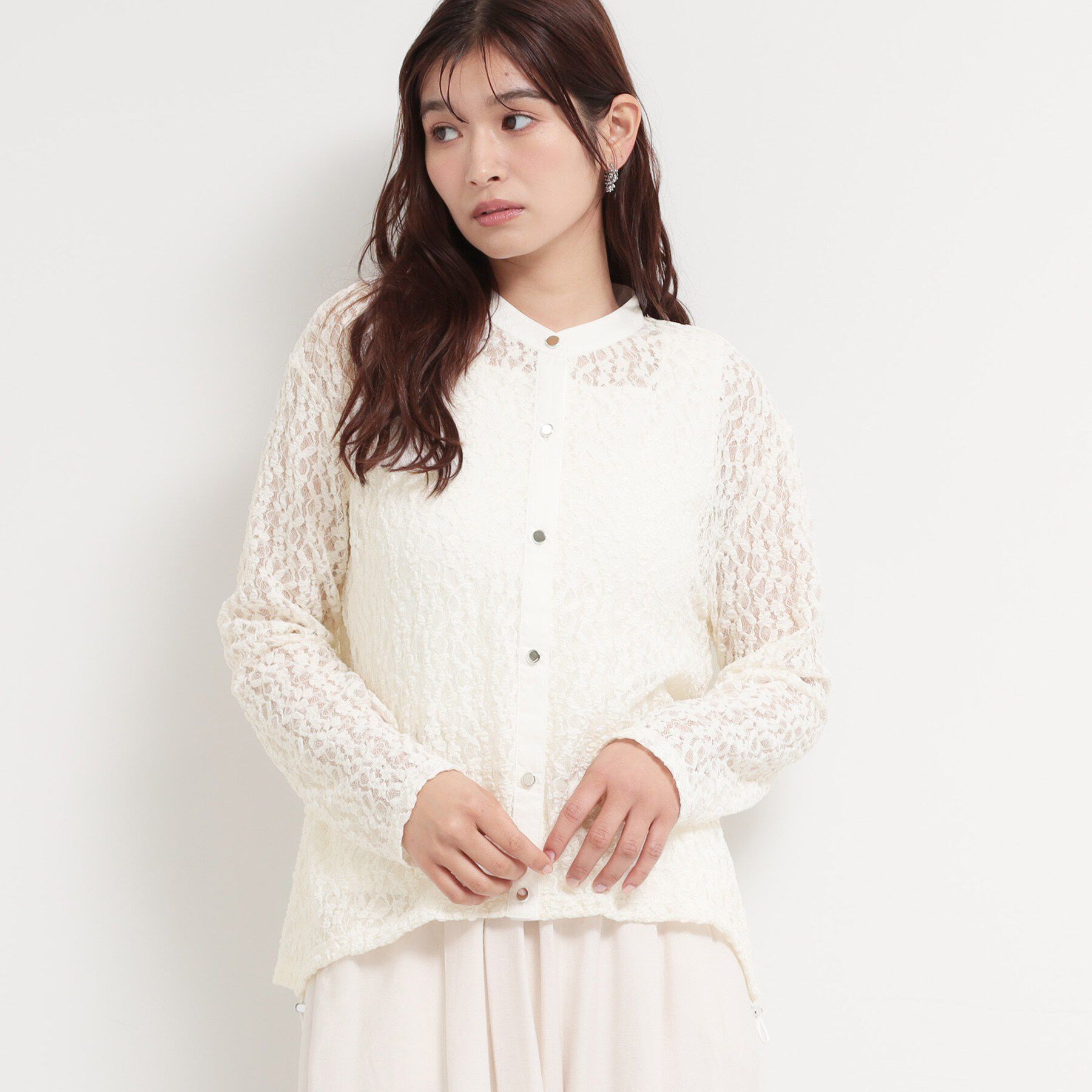 THE SHOP TK「レースシャツトップス」|Tシャツ・カットソー|オフホワイト(003