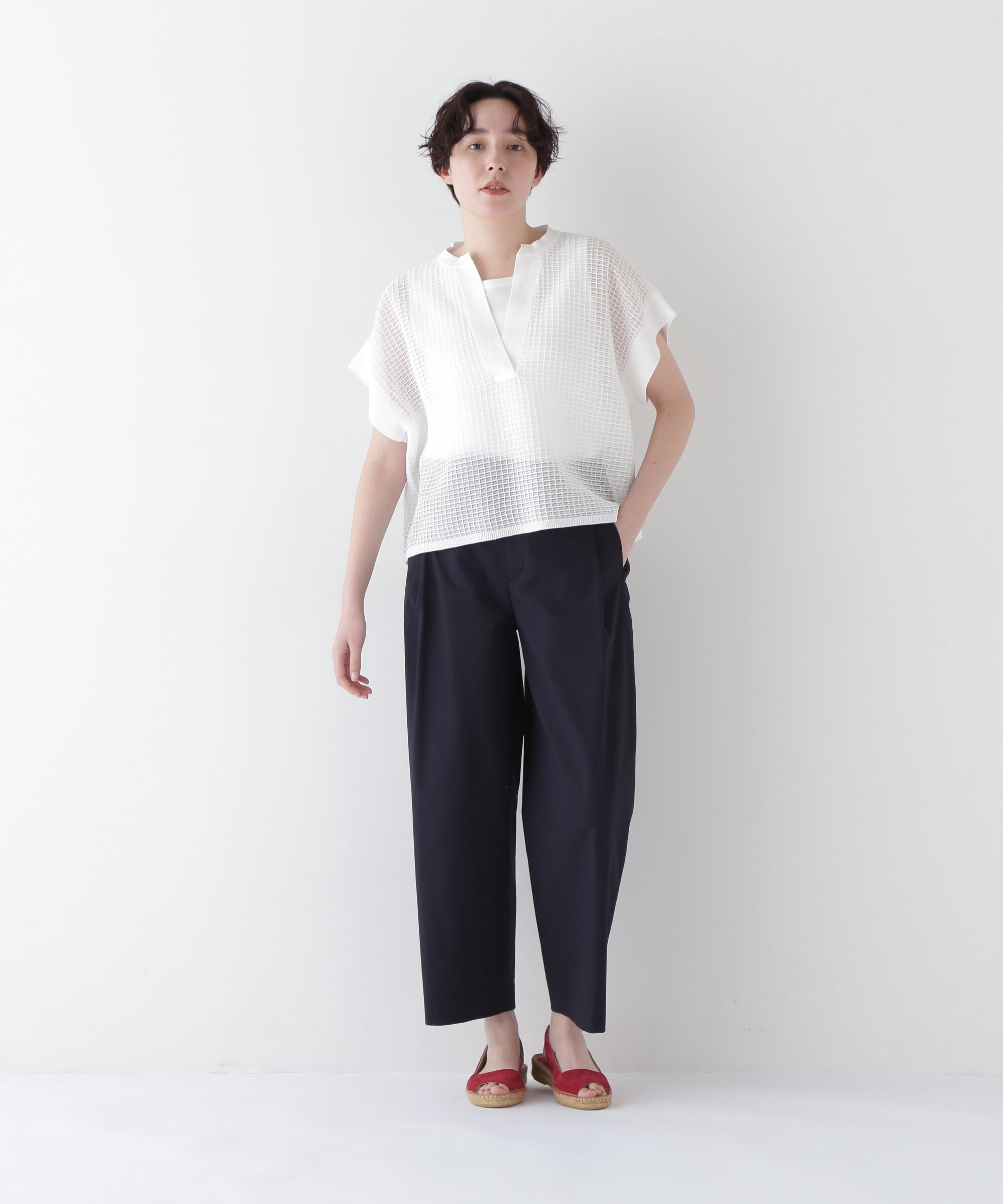  「◆【ウォッシャブル】【WEB・一部店舗限定】コットンポリエステルシアーチェックスキッパー」|ニット・セーター|
