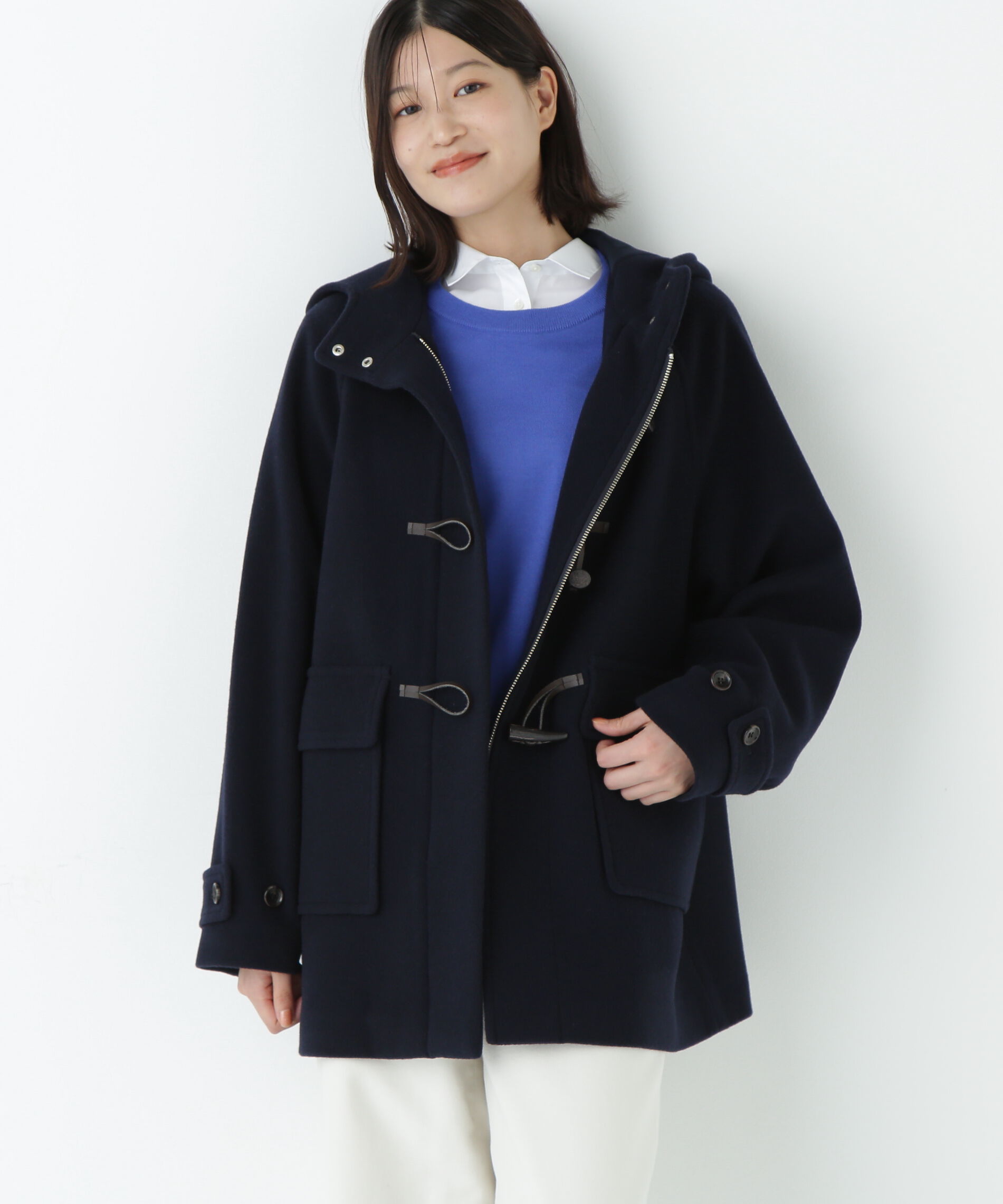  「◆モッサミドルダッフルコート」|その他|ネイビー
