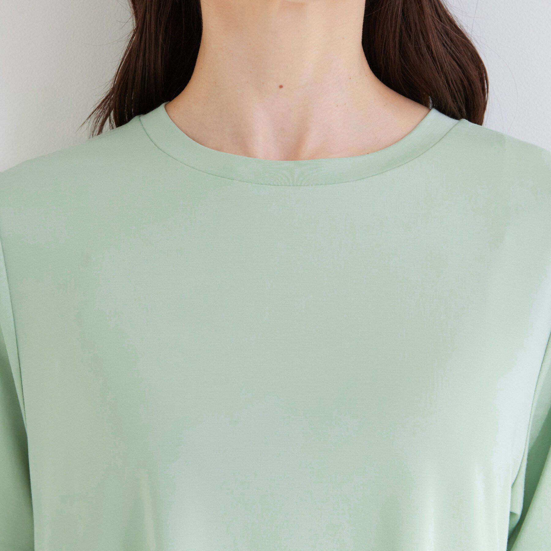 SHOO･LA･RUE「【ひんやり/UV/S-LL】とろみサイドギャザートップス」|Tシャツ・カットソー|