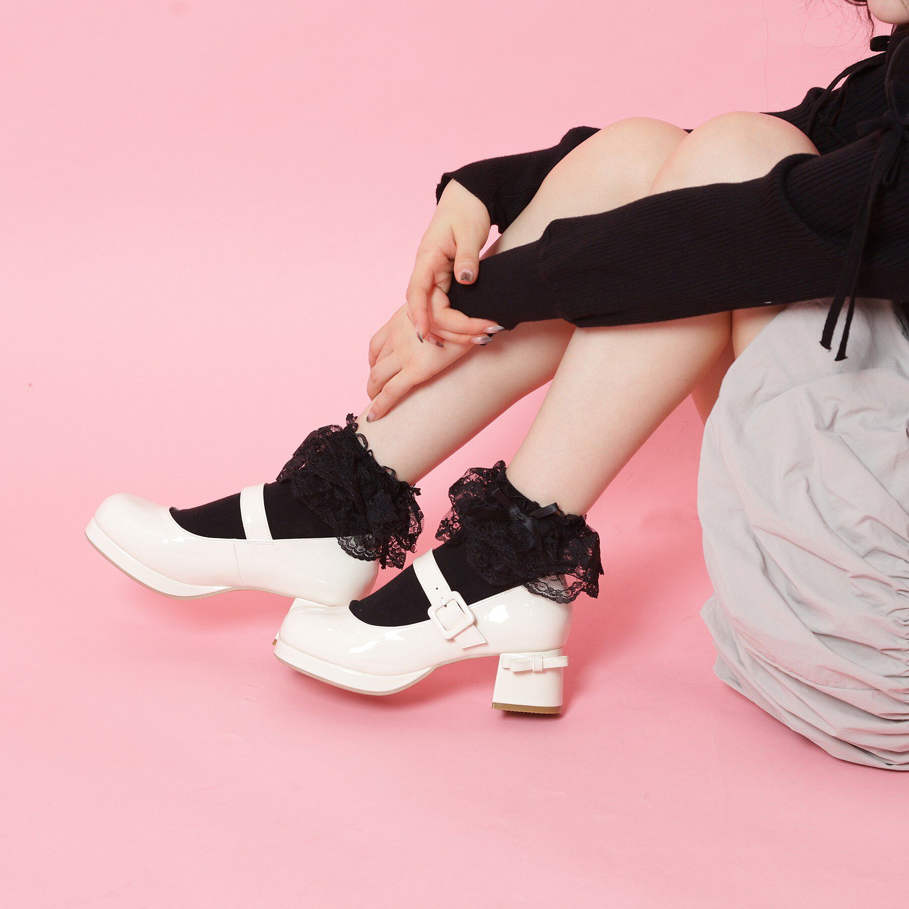 csT&P「バレエコアストラップ付リボン付きパンプス」|パンプス|アイボリー(204)