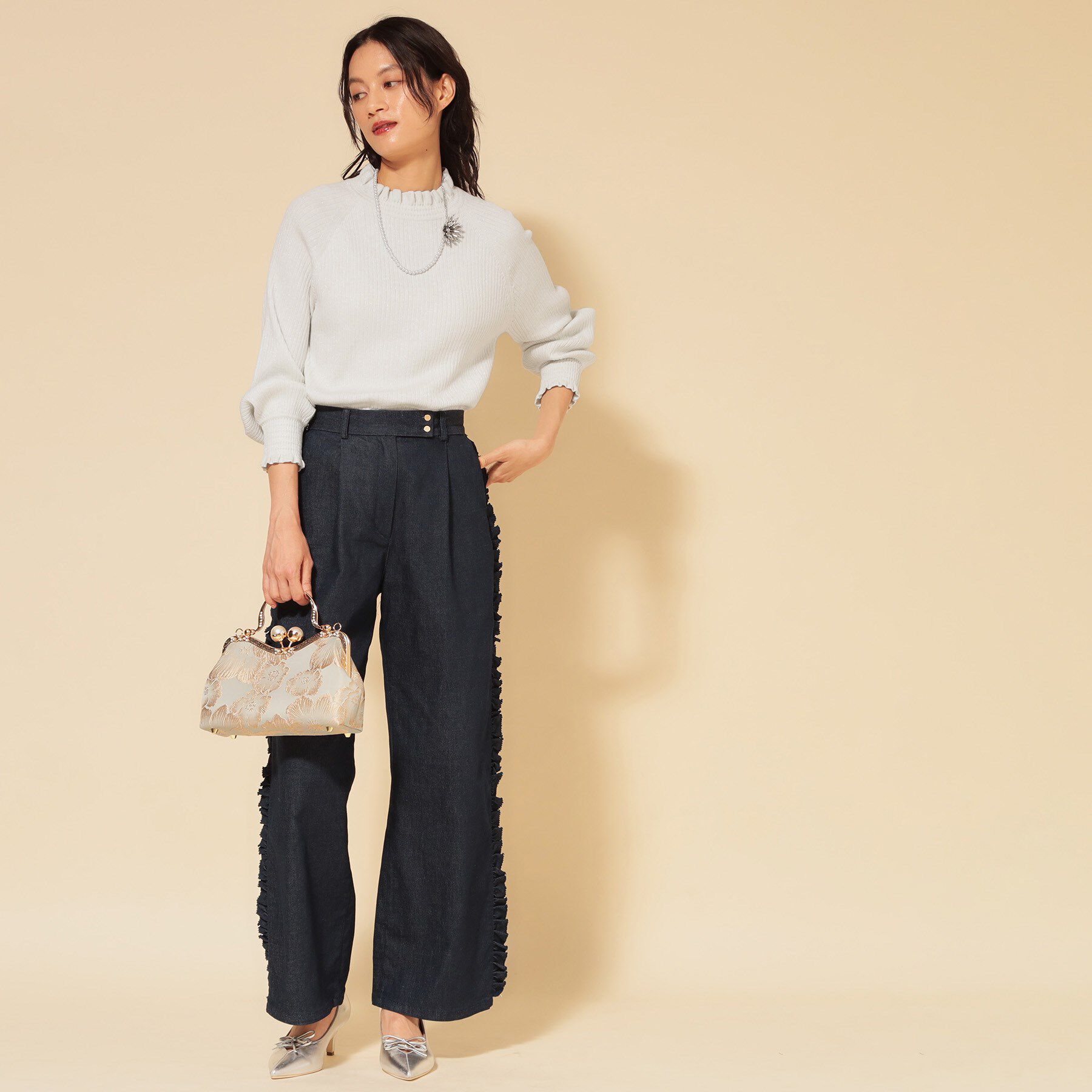 SunaUna「【COLLECTION LINE】フリルラメニット」|ニット・セーター|
