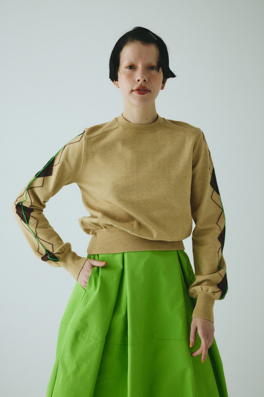 HeRIN.CYE「Neon argyle knit tops」|ニット・セーター|BEG