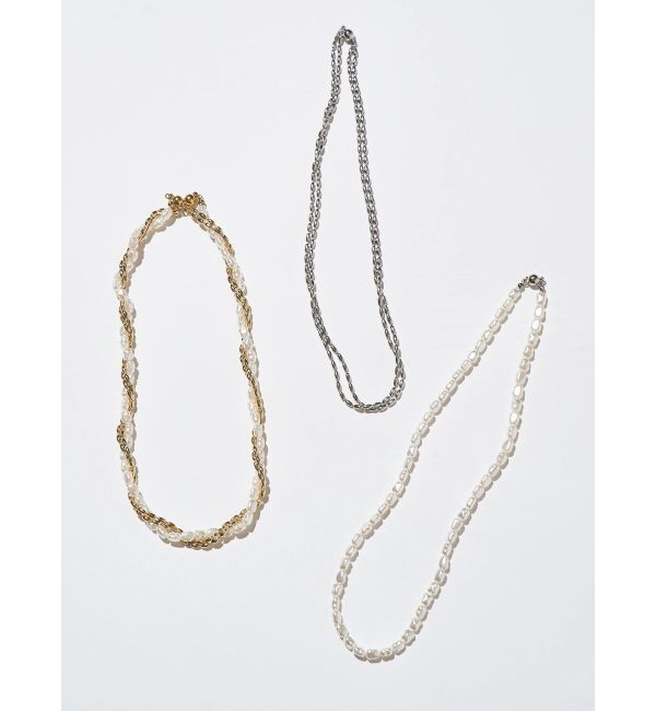 ELENDEEK「PEARL&CHAIN DOUBLE NECKLACE」|ネックレス|