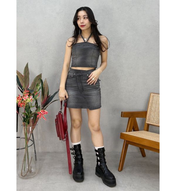 EVRIS「クロスウエストリボンデニムミニスカート【セットアップ着用可能】」|スカート|