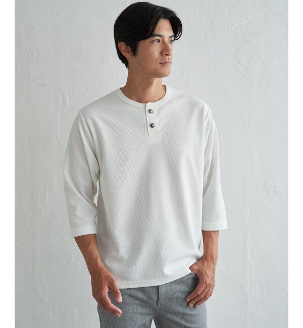 ikka「【吸水速乾】ドライサーマルヘンリーネック七分袖Tシャツ」|Tシャツ・カットソー|