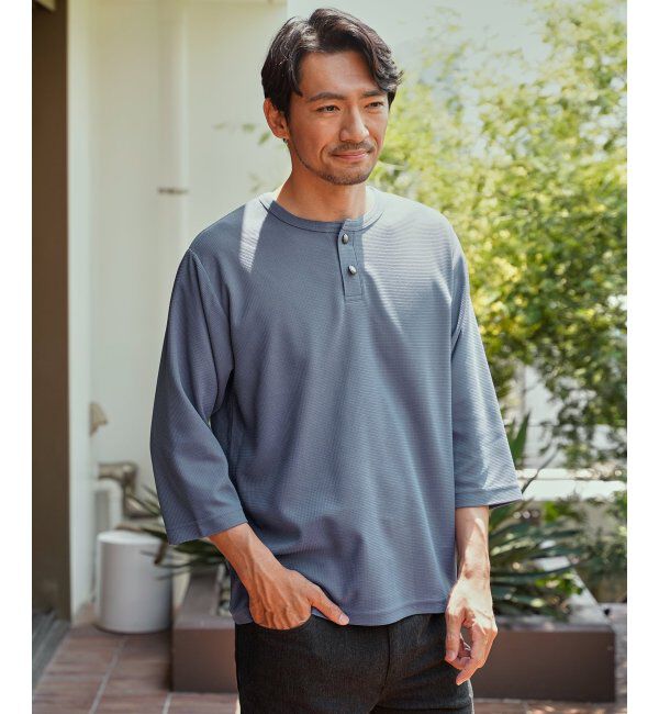 ikka「【吸水速乾】ドライサーマルヘンリーネック七分袖Tシャツ」|Tシャツ・カットソー|