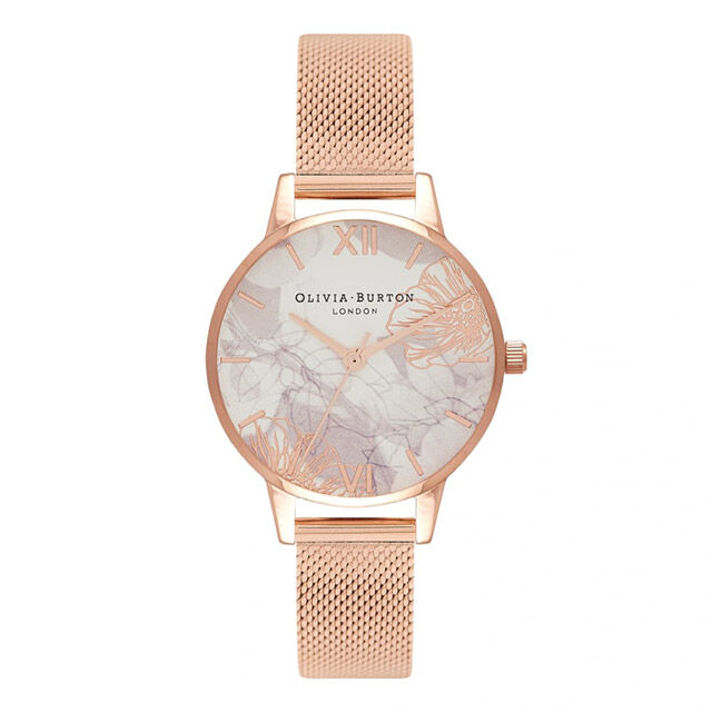 OLIVIA BURTON 「〈OLIVIA BURTON(ｵﾘﾋﾞｱﾊﾞｰﾄﾝ)〉30mmﾛｰｽﾞｺﾞｰﾙﾄﾞﾒｯｼｭ ｱﾌﾞｽﾄﾗｸﾄﾌﾛｰﾗﾙ」|腕時計|ROSE GOLD