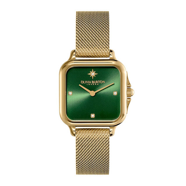 OLIVIA BURTON 「〈OLIVIA BURTON(ｵﾘﾋﾞｱﾊﾞｰﾄﾝ)〉ｸﾗｼｯｸ 28mm ｸﾞﾛﾌﾞﾅｰ ｸﾞﾘｰﾝ & ｺﾞｰﾙﾄﾞﾒｯｼｭ ｳｫｯﾁ」|腕時計|YELLOW GOLD