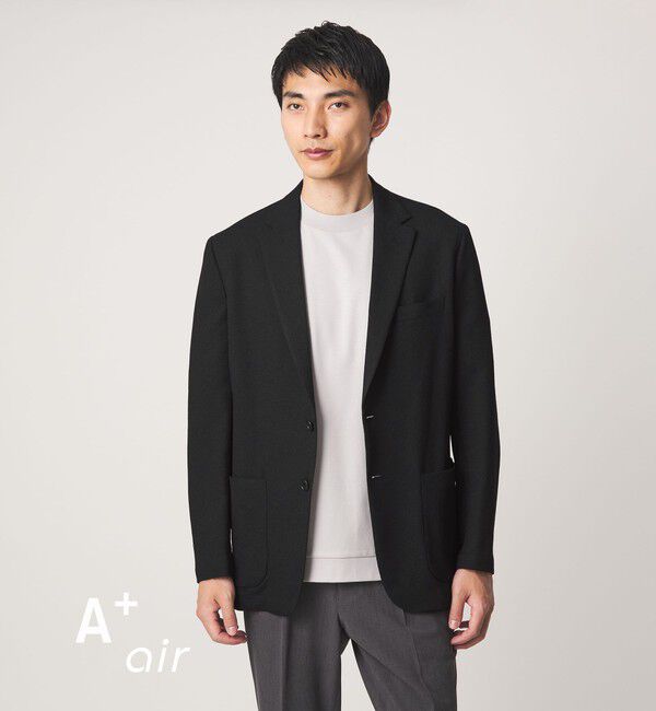 UNITED ARROWS green label relaxing「A+ air Pメッシュ L/STD 2P ジャケット -ウォッシャブル・ストレッチ・通気性-」|テーラードジャケット|BLACK