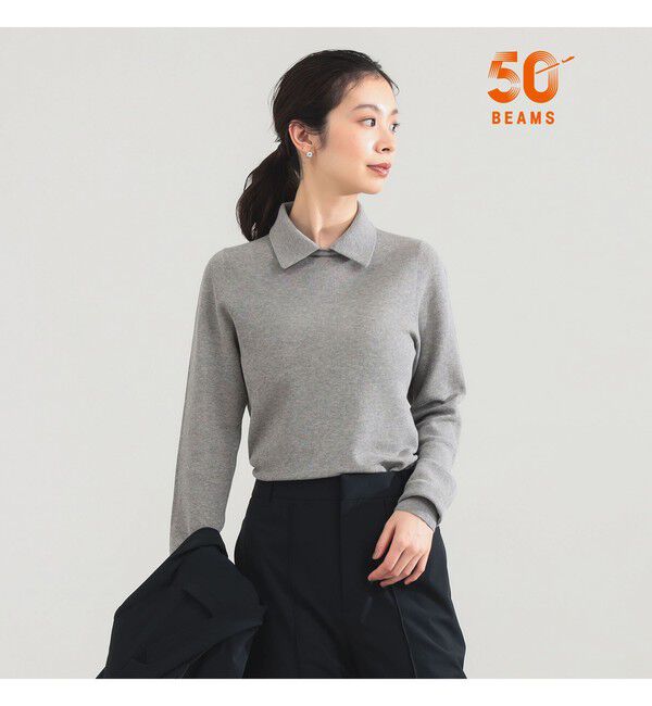 Demi-Luxe BEAMS 「AK+1 / ポロカラー プルオーバー」|ニット・セーター|GREY