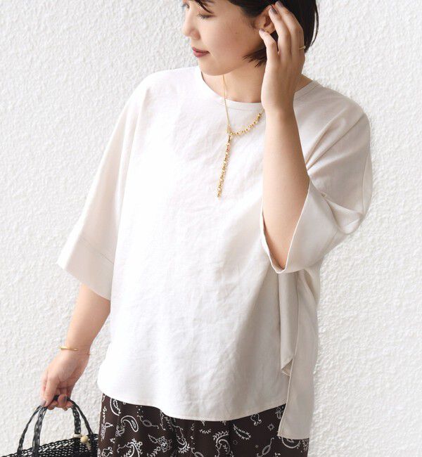 SHIPS for women「《予約》〈接触冷感/吸水速乾/防シワ/手洗い可能〉ツイル TEE ブラウス」|シャツ・ブラウス|ナチュラル
