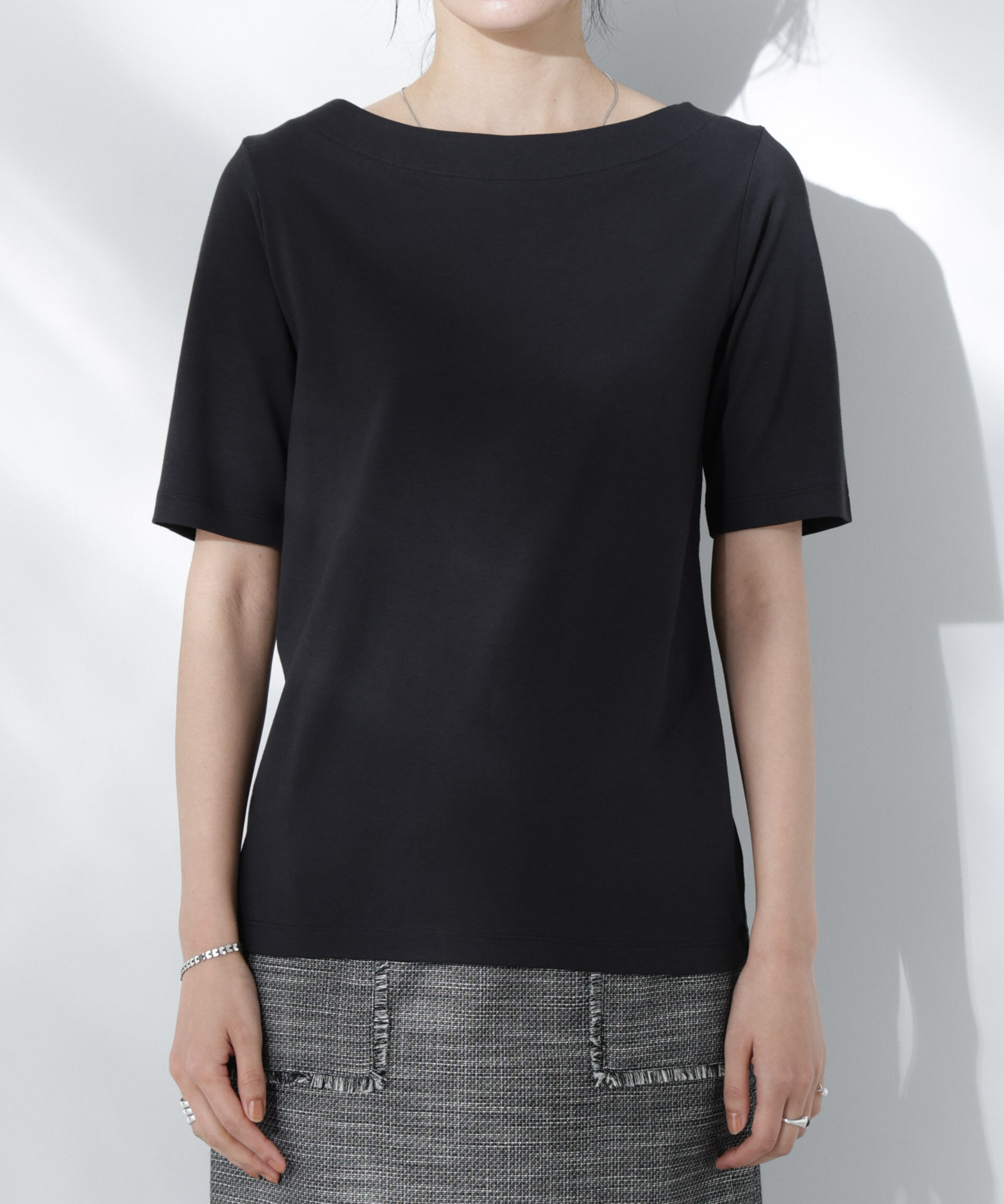 NANO universe「Anti Soaked(R) 汗染み防止ボートネックTシャツ」|Tシャツ・カットソー|