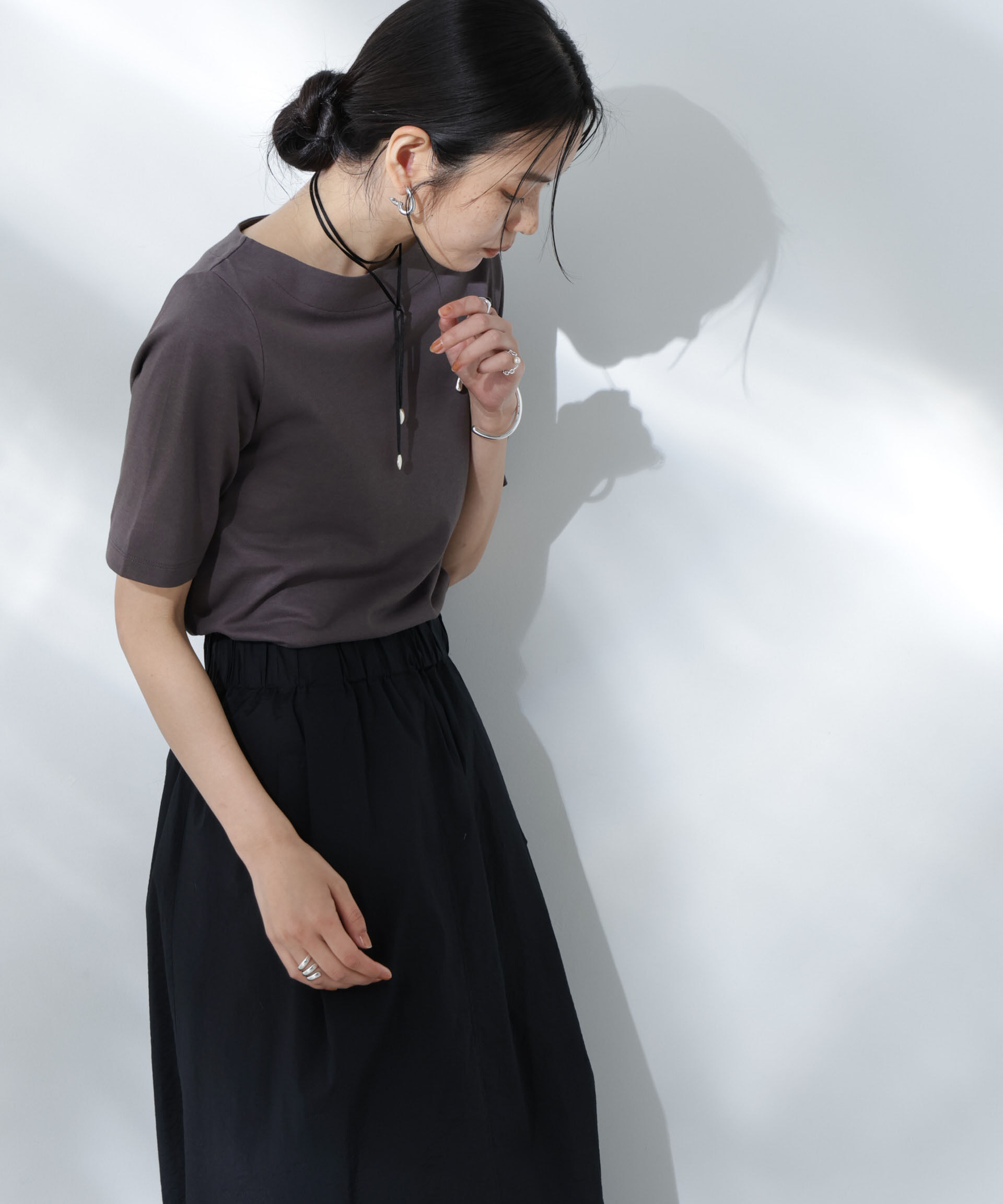 NANO universe「Anti Soaked(R) 汗染み防止ボートネックTシャツ」|Tシャツ・カットソー|