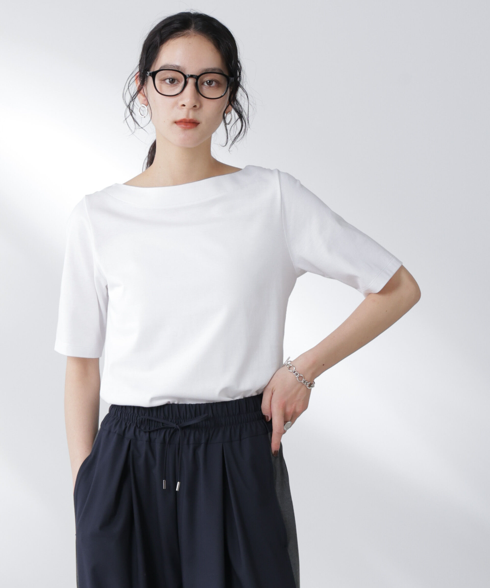 NANO universe「Anti Soaked(R) 汗染み防止ボートネックTシャツ」|Tシャツ・カットソー|