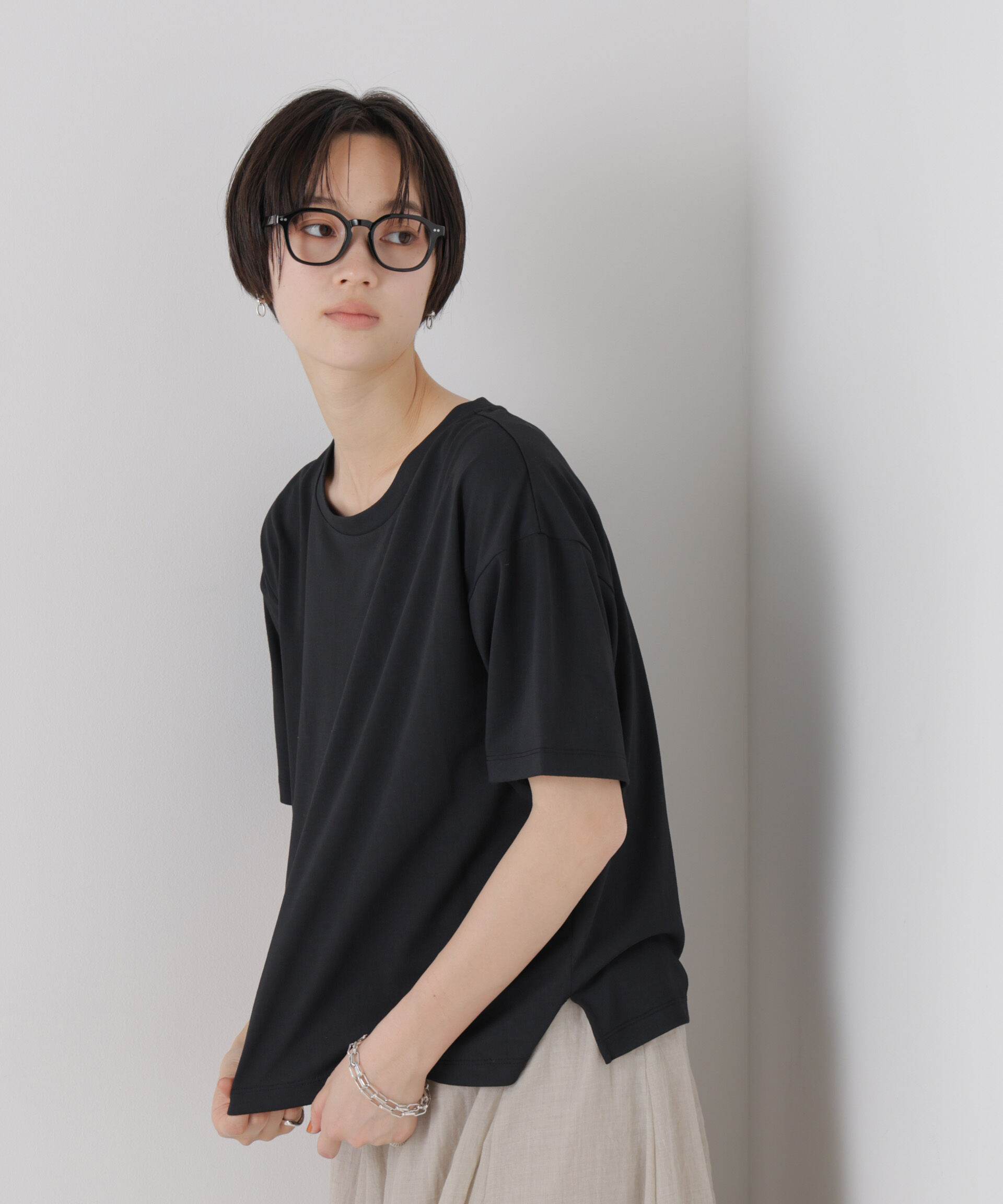 nano･universe「汗隠糸加工&多彩機能カットソー素材 クルーネックトップス」|Tシャツ・カットソー|