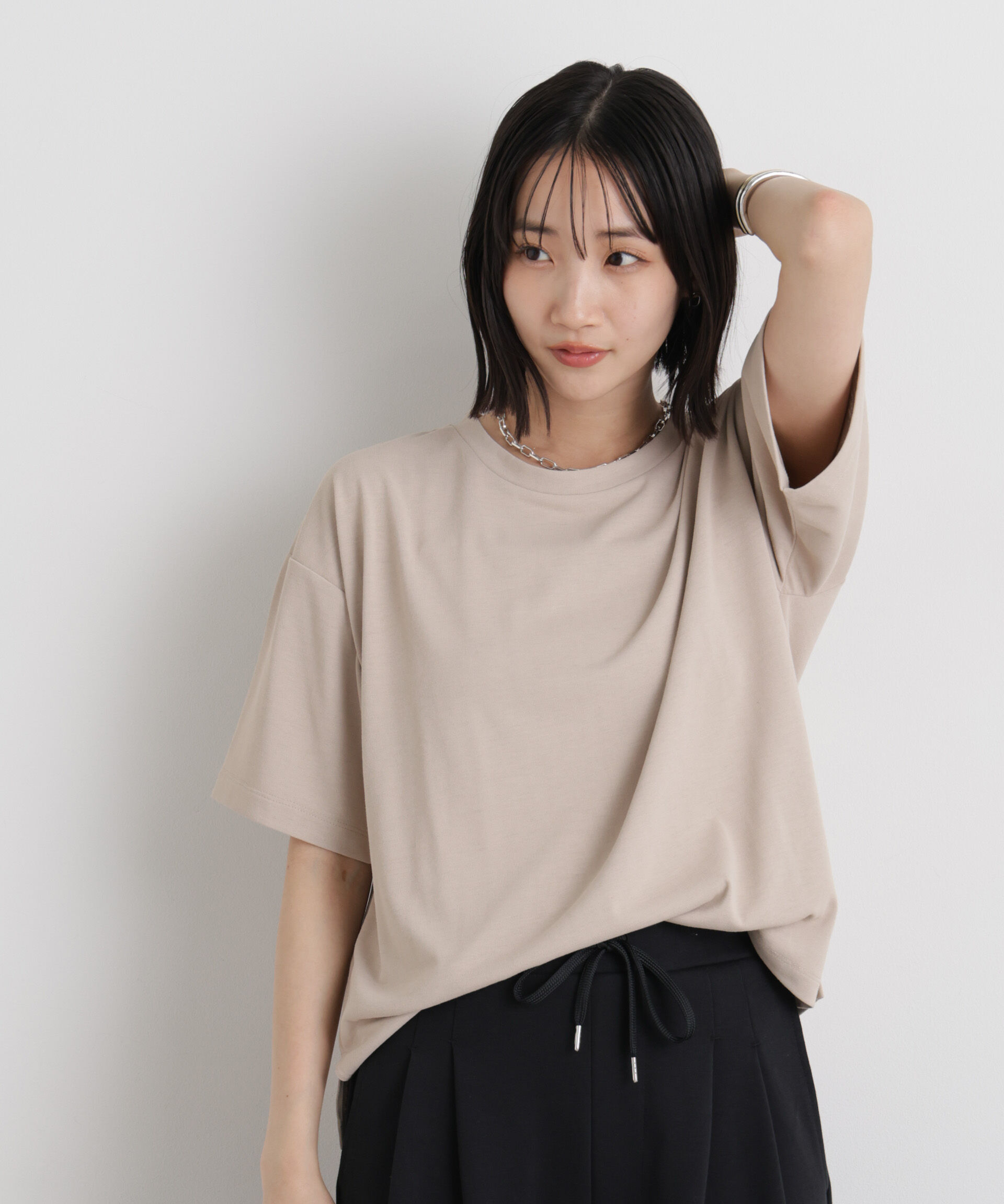 nano･universe「汗隠糸加工&多彩機能カットソー素材 クルーネックトップス」|Tシャツ・カットソー|