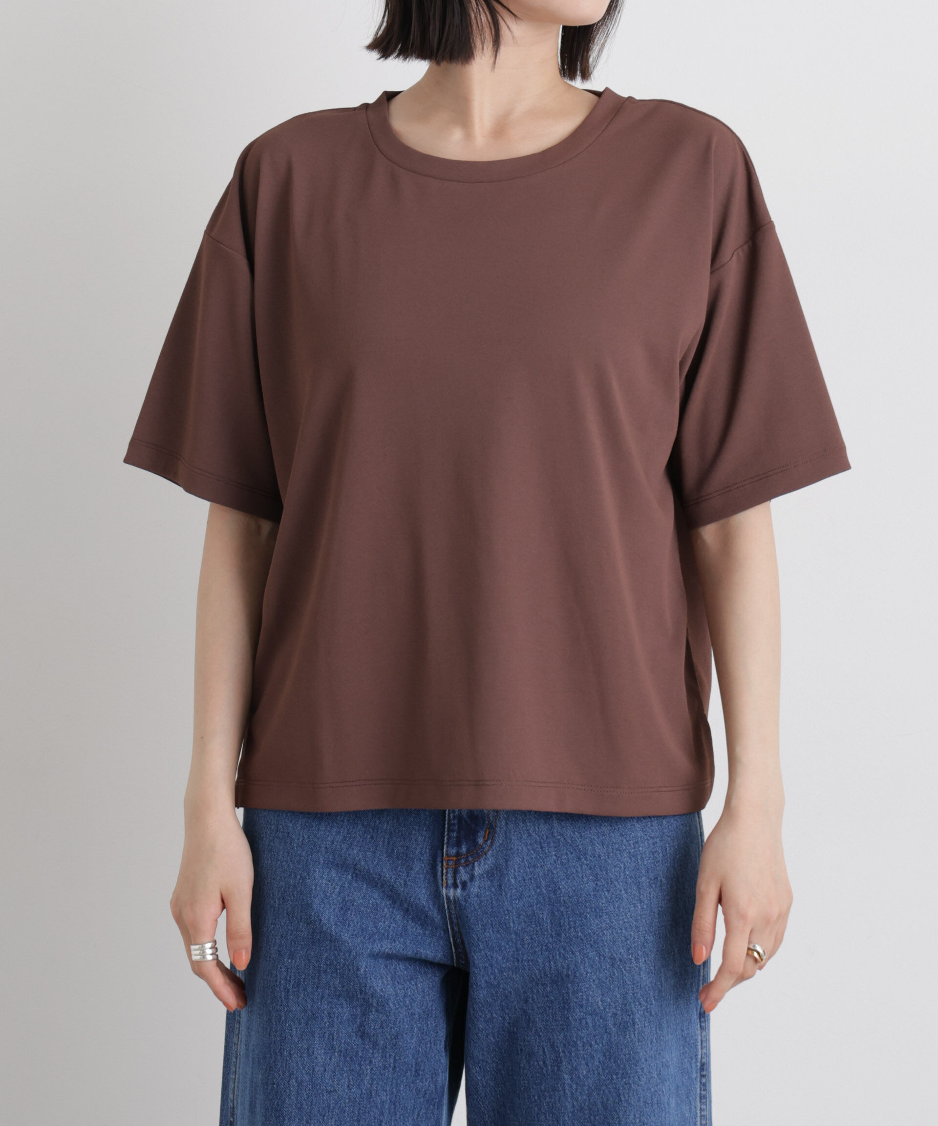 nano･universe「汗隠糸加工&多彩機能カットソー素材 クルーネックトップス」|Tシャツ・カットソー|