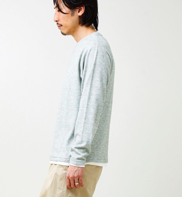 GLOSTER「メランジ微起毛スムース フェイクレイヤード ロンT」|Tシャツ・カットソー|
