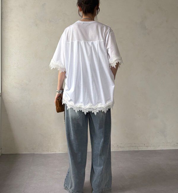  「【WEB限定】レーストリムトップス」|Tシャツ・カットソー|
